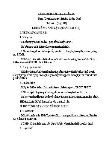 Kế hoạch bài dạy Mĩ Thuật 3+4, Đạo Đức 1 - Tuần 19 (NH 2024-2025)(GV: Dương Thị Hồng Thắm)
