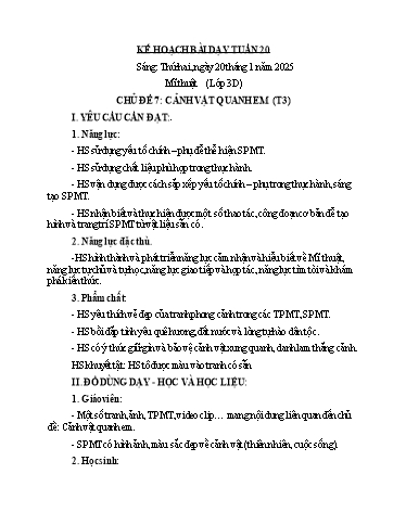 Kế hoạch bài dạy Mĩ Thuật 3+4, Đạo Đức 1 - Tuần 20 (NH 2024-2025)(GV: Dương Thị Hồng Thắm)