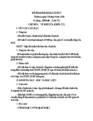 Kế hoạch bài dạy Mĩ Thuật 3+4, Đạo Đức 1 - Tuần 7 (NH 2024-2025)(GV: Dương Thị Hồng Thắm)