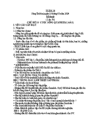 Kế hoạch bài dạy Mĩ Thuật 3+5, GDTC 1, Công Nghệ 3, Kĩ Thuật 5 - Tuần 28 (NH 2023-2024)(GV: Cao Thị Minh Tình)