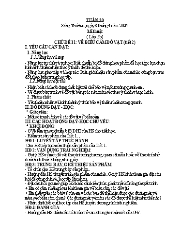 Kế hoạch bài dạy Mĩ Thuật 3+5, GDTC 1, Công Nghệ 3, Kĩ Thuật 5 - Tuần 30 (NH 2023-2024)(GV: Cao Thị Minh Tình)