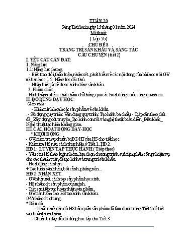 Kế hoạch bài dạy Mĩ Thuật 3+5, GDTC 1, Công Nghệ 3 - Tuần 20 (NH 2023-2024)(GV: Cao Thị Minh Tình)