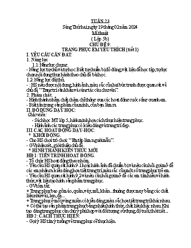 Kế hoạch bài dạy Mĩ Thuật 3+5, GDTC 1, Công Nghệ 3 - Tuần 23 (NH 2023-2024)(GV: Cao Thị Minh Tình)