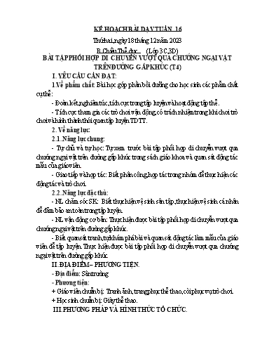 Kế hoạch bài dạy Thể Dục 3, Mĩ Thuật 1+2+4 - Tuần 16 (NH 2023-2024)(GV: Dương Thị Hồng Thắm)
