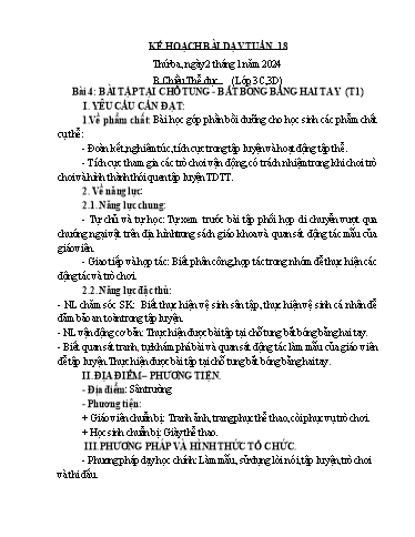 Kế hoạch bài dạy Thể Dục 3, Mĩ Thuật 1+2+4 - Tuần 18 (NH 2023-2024)(GV: Dương Thị Hồng Thắm)