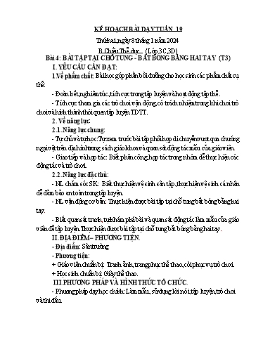 Kế hoạch bài dạy Thể Dục 3, Mĩ Thuật 1+2+4 - Tuần 19 (NH 2023-2024)(GV: Dương Thị Hồng Thắm)