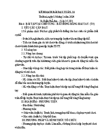 Kế hoạch bài dạy Thể Dục 3, Mĩ Thuật 1+2+4 - Tuần 20 (NH 2023-2024)(GV: Dương Thị Hồng Thắm)