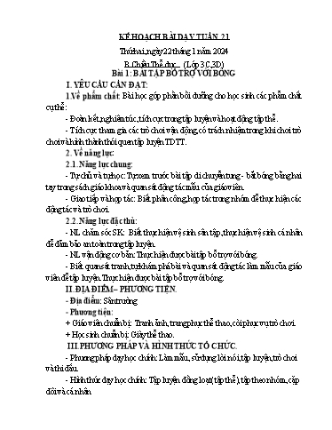 Kế hoạch bài dạy Thể Dục 3, Mĩ Thuật 1+2+4 - Tuần 21 (NH 2023-2024)(GV: Dương Thị Hồng Thắm)