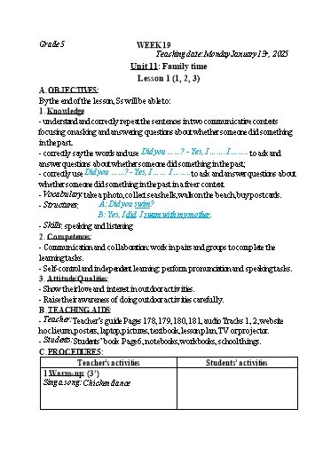Kế hoạch bài dạy Tiếng Anh 4+5 - Tuần 19, NH 2024-2025 (GV: Trần Thị Ngọc Hiền)