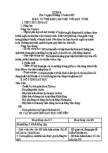 Kế hoạch bài dạy Tin Học 2+3 - Tuần 8, NH 2023-2024 (GV: Nguyễn Thị Ngọc Liễu)