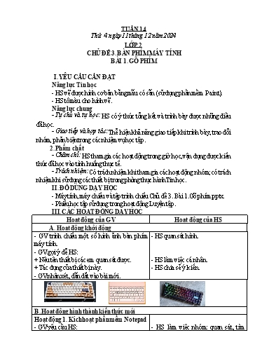 Kế hoạch bài dạy Tin Học 2+3+4+5 - Tuần 14, NH 2024-2025 (GV: Nguyễn Thị Ngọc Liễu)