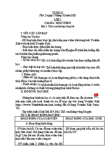 Kế hoạch bài dạy Tin Học 2+3+4+5 - Tuần 23, NH 2024-2025 (GV: Nguyễn Thị Ngọc Liễu)