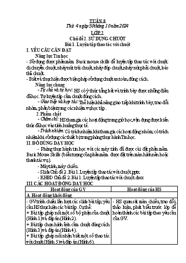Kế hoạch bài dạy Tin Học 2+3+4+5 - Tuần 8, NH 2024-2025 (GV: Nguyễn Thị Ngọc Liễu)