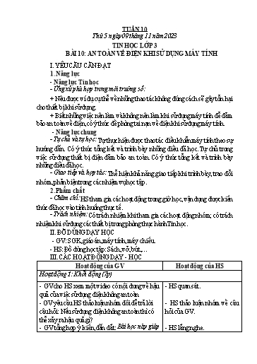 Kế hoạch bài dạy Tin Học 3+4+5 - Tuần 10, NH 2023-2024 (GV: Nguyễn Thị Ngọc Liễu)