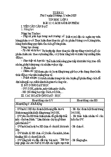 Kế hoạch bài dạy Tin Học 3+4+5 - Tuần 12, NH 2023-2024 (GV: Nguyễn Thị Ngọc Liễu)