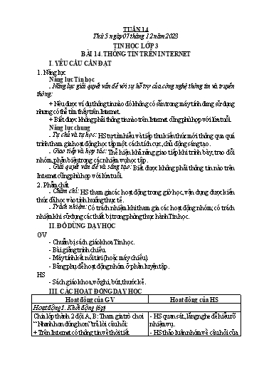 Kế hoạch bài dạy Tin Học 3+4+5 - Tuần 14, NH 2023-2024 (GV: Nguyễn Thị Ngọc Liễu)