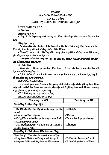 Kế hoạch bài dạy Tin Học 3+4+5 - Tuần 21, NH 2023-2024 (GV: Nguyễn Thị Ngọc Liễu)