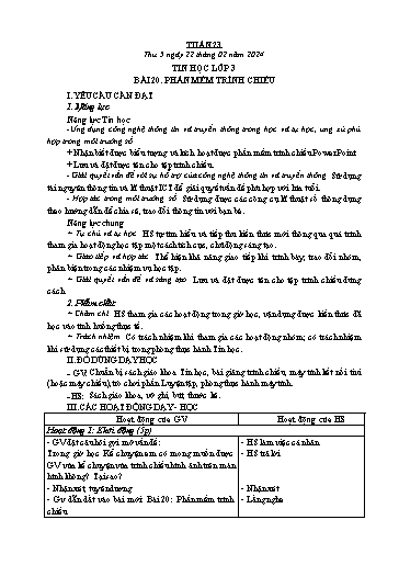 Kế hoạch bài dạy Tin Học 3+4+5 - Tuần 23, NH 2023-2024 (GV: Nguyễn Thị Ngọc Liễu)