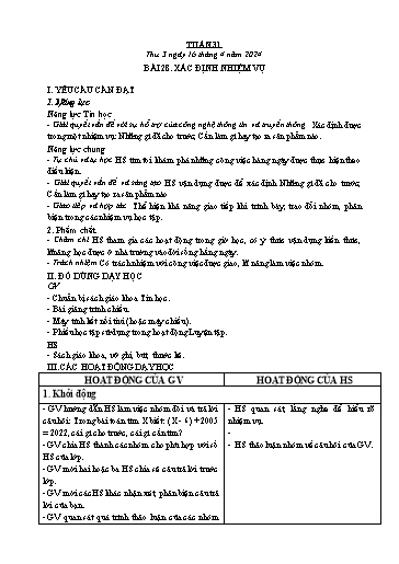 Kế hoạch bài dạy Tin Học 3+4+5 - Tuần 31, NH 2023-2024 (GV: Nguyễn Thị Ngọc Liễu)