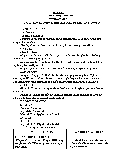 Kế hoạch bài dạy Tin Học 3+4+5 - Tuần 33, NH 2023-2024 (GV: Nguyễn Thị Ngọc Liễu)