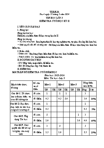 Kế hoạch bài dạy Tin Học 3+4+5 - Tuần 35, NH 2023-2024 (GV: Nguyễn Thị Ngọc Liễu)