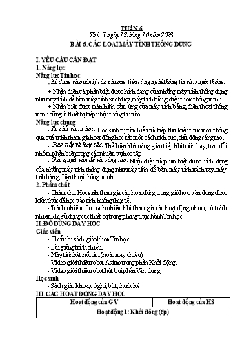 Kế hoạch bài dạy Tin Học 3+4+5 - Tuần 6, NH 2023-2024 (GV: Nguyễn Thị Ngọc Liễu)