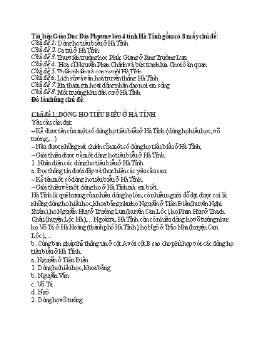 Tài liệu GDDP Lớp 4 tỉnh Hà Tĩnh (8 chủ đề)